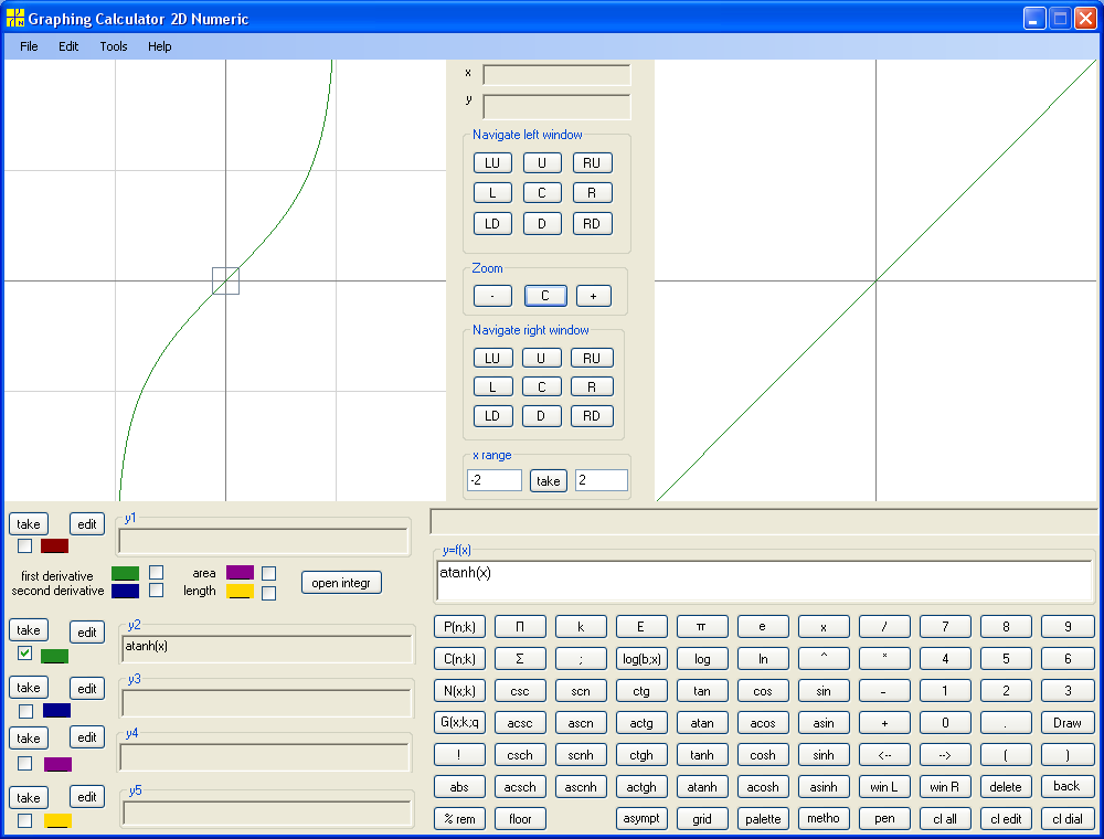 y = atanh(x)