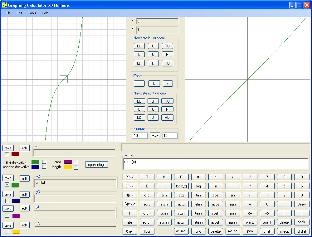 y = sinh(x)