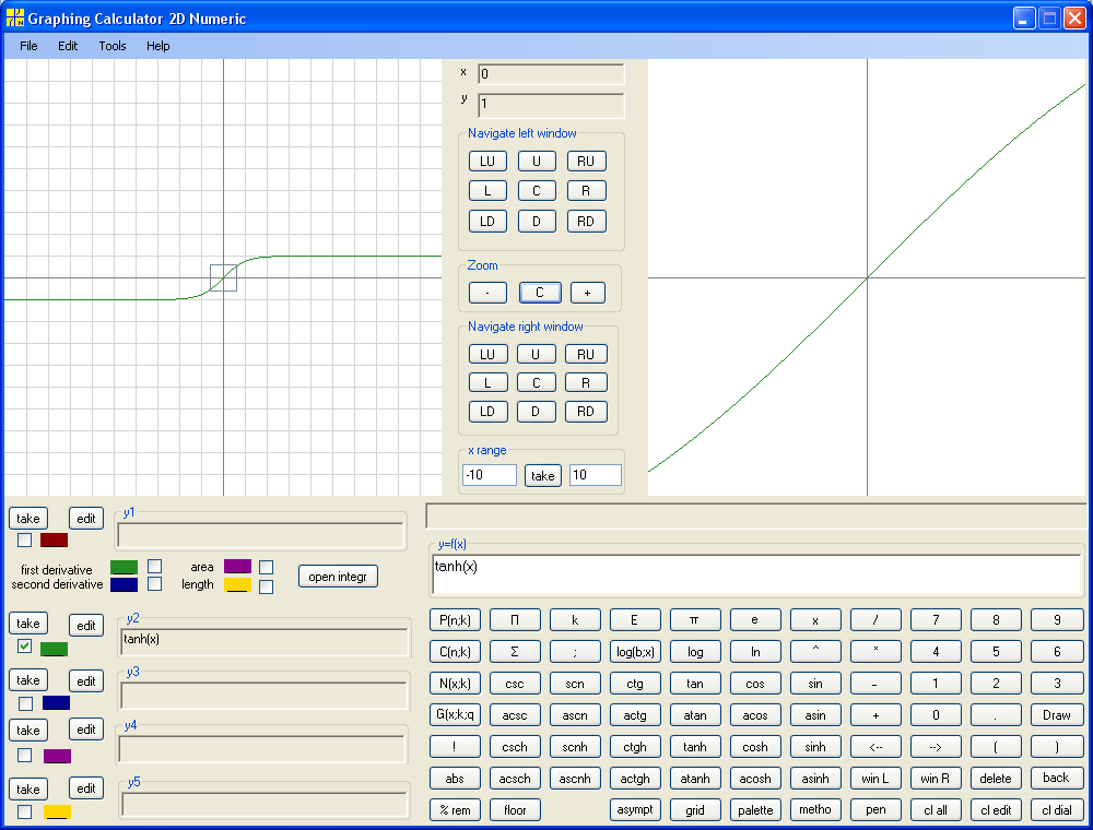 y = tanh(x)